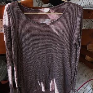 Long sleeve maroon striped top